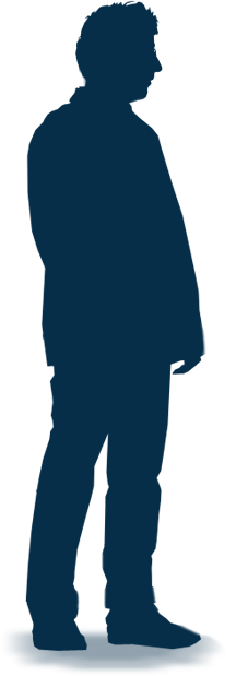 Silhouette Bleue foncée avec ombre du personnage freelance